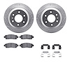7512-48048 Drilled/Slotted Brake Rotors w/5000 Advanced Brake Pads Kit & Hardware [Silver], 2002-2009 GM, Position: Rear - image 1