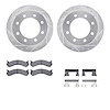7512-48050 Drilled/Slotted Brake Rotors w/5000 Advanced Brake Pads Kit & Hardware [Silver], 2001-2010 GM, Position: Rear - image 1