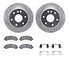 7512-48054 Drilled/Slotted Brake Rotors w/5000 Advanced Brake Pads Kit & Hardware [Silver], 2002-2014 GM, Position: Rear - image 1