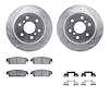 7512-48062 Drilled/Slotted Brake Rotors w/5000 Advanced Brake Pads Kit & Hardware [Silver], 2007-2014 GM, Position: Rear - image 1
