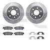 7512-48063 Drilled/Slotted Brake Rotors w/5000 Advanced Brake Pads Kit & Hardware [Silver], 2014-2020 GM, Position: Rear - image 1