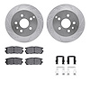 7512-48064 Drilled/Slotted Brake Rotors w/5000 Advanced Brake Pads Kit & Hardware [Silver], 2010-2017 GM, Position: Rear - image 1