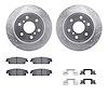 7512-48310 Drilled/Slotted Brake Rotors w/5000 Advanced Brake Pads Kit & Hardware [Silver], 2015-2020 GM, Position: Rear - image 1