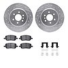 7512-49000 Drilled/Slotted Brake Rotors w/5000 Advanced Brake Pads Kit & Hardware [Silver], 2011-2012 VPG, Position: Rear - image 1