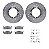 7512-50004 Drilled/Slotted Brake Rotors w/5000 Advanced Brake Pads Kit & Hardware [Silver], 1985-1988 Multiple Makes/Models, Pos