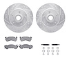 7512-51001 Drilled/Slotted Brake Rotors w/5000 Advanced Brake Pads Kit & Hardware [Silver], 1991-1996 GM, Position: Front - image 1