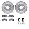 7512-52000 Drilled/Slotted Brake Rotors w/5000 Advanced Brake Pads Kit & Hardware [Silver], 1997-2005 GM, Position: Rear - image 1