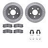 7512-52001 Drilled/Slotted Brake Rotors w/5000 Advanced Brake Pads Kit & Hardware [Silver], 1997-2005 GM, Position: Rear - image 1