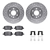 7512-52007 Drilled/Slotted Brake Rotors w/5000 Advanced Brake Pads Kit & Hardware [Silver], 2006-2006 GM, Position: Rear - image 1