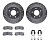 7512-52008 Drilled/Slotted Brake Rotors w/5000 Advanced Brake Pads Kit & Hardware [Silver], 1992-1998 GM, Position: Rear - image 1