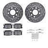 7512-52021 Drilled/Slotted Brake Rotors w/5000 Advanced Brake Pads Kit & Hardware [Silver], 1988-1989 GM, Position: Front - image 1