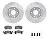 7512-52022 Drilled/Slotted Brake Rotors w/5000 Advanced Brake Pads Kit & Hardware [Silver], 1990-2005 GM, Position: Front - image 1