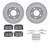 7512-52025 Drilled/Slotted Brake Rotors w/5000 Advanced Brake Pads Kit & Hardware [Silver], 1990-1990 GM, Position: Rear - image 1