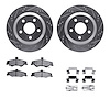 7512-52034 Drilled/Slotted Brake Rotors w/5000 Advanced Brake Pads Kit & Hardware [Silver], 1998-2002 GM, Position: Rear - image 1