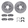 7512-52035 Drilled/Slotted Brake Rotors w/5000 Advanced Brake Pads Kit & Hardware [Silver], 1997-2005 GM, Position: Front - image 1