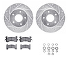 7512-52037 Drilled/Slotted Brake Rotors w/5000 Advanced Brake Pads Kit & Hardware [Silver], 1978-1981 GM, Position: Rear - image 1