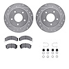 7512-52040 Drilled/Slotted Brake Rotors w/5000 Advanced Brake Pads Kit & Hardware [Silver], 1984-1988 GM, Position: Rear - image 1