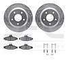 7512-52043 Drilled/Slotted Brake Rotors w/5000 Advanced Brake Pads Kit & Hardware [Silver], 1985-1992 GM, Position: Rear - image 1