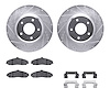 7512-52064 Drilled/Slotted Brake Rotors w/5000 Advanced Brake Pads Kit & Hardware [Silver], 2005-2006 GM, Position: Front - image 1