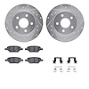 7512-53004 Drilled/Slotted Brake Rotors w/5000 Advanced Brake Pads Kit & Hardware [Silver], 2004-2012 GM, Position: Rear - image 1