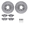7512-53006 Drilled/Slotted Brake Rotors w/5000 Advanced Brake Pads Kit & Hardware [Silver], 2006-2010 GM, Position: Rear - image 1