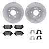 7512-53008 Drilled/Slotted Brake Rotors w/5000 Advanced Brake Pads Kit & Hardware [Silver], 2002-2008 GM, Position: Rear - image 1
