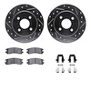 7512-53010 Drilled/Slotted Brake Rotors w/5000 Advanced Brake Pads Kit & Hardware [Silver], 1991-1998 GM, Position: Rear - image 1
