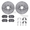7512-53026 Drilled/Slotted Brake Rotors w/5000 Advanced Brake Pads Kit & Hardware [Silver], 2004-2010 GM, Position: Front - image 1