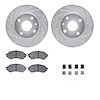 7512-54000 Drilled/Slotted Brake Rotors w/5000 Advanced Brake Pads Kit & Hardware [Silver], 1999-2001 Ford/Lincoln/Mercury/Mazda - image 1