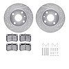 7512-54001 Drilled/Slotted Brake Rotors w/5000 Advanced Brake Pads Kit & Hardware [Silver], 1990-1998 Ford/Lincoln/Mercury/Mazda - image 1