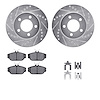 7512-54008 Drilled/Slotted Brake Rotors w/5000 Advanced Brake Pads Kit & Hardware [Silver], 1993-1993 Ford/Lincoln/Mercury/Mazda - image 1