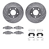 7512-54011 Drilled/Slotted Brake Rotors w/5000 Advanced Brake Pads Kit & Hardware [Silver], 1999-2004 Ford/Lincoln/Mercury/Mazda - image 1