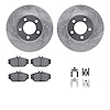 7512-54014 Drilled/Slotted Brake Rotors w/5000 Advanced Brake Pads Kit & Hardware [Silver], 1994-2000 Ford/Lincoln/Mercury/Mazda - image 1