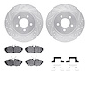 7512-54040 Drilled/Slotted Brake Rotors w/5000 Advanced Brake Pads Kit & Hardware [Silver], 2007-2014 Ford/Lincoln/Mercury/Mazda - image 1