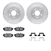 7512-54041 Drilled/Slotted Brake Rotors w/5000 Advanced Brake Pads Kit & Hardware [Silver], 2012-2014 Ford/Lincoln/Mercury/Mazda - image 1