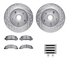 7512-54046 Drilled/Slotted Brake Rotors w/5000 Advanced Brake Pads Kit & Hardware [Silver], 1986-1987 Ford/Lincoln/Mercury/Mazda - image 1
