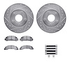 7512-54047 Drilled/Slotted Brake Rotors w/5000 Advanced Brake Pads Kit & Hardware [Silver], 1986-1987 Ford/Lincoln/Mercury/Mazda - image 1
