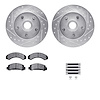 7512-54055 Drilled/Slotted Brake Rotors w/5000 Advanced Brake Pads Kit & Hardware [Silver], 1983-1994 Ford/Lincoln/Mercury/Mazda - image 1