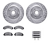 7512-54059 Drilled/Slotted Brake Rotors w/5000 Advanced Brake Pads Kit & Hardware [Silver], 1986-1992 Ford/Lincoln/Mercury/Mazda - image 1
