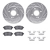 7512-54060 Drilled/Slotted Brake Rotors w/5000 Advanced Brake Pads Kit & Hardware [Silver], 2011-2019 Ford/Lincoln/Mercury/Mazda - image 1