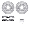 7512-54061 Drilled/Slotted Brake Rotors w/5000 Advanced Brake Pads Kit & Hardware [Silver], 1993-1994 Ford/Lincoln/Mercury/Mazda - image 1