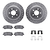7512-54082 Drilled/Slotted Brake Rotors w/5000 Advanced Brake Pads Kit & Hardware [Silver], 2015-2021 Ford/Lincoln/Mercury/Mazda - image 1