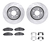 7512-54083 Drilled/Slotted Brake Rotors w/5000 Advanced Brake Pads Kit & Hardware [Silver], 2015-2020 Ford/Lincoln/Mercury/Mazda - image 1