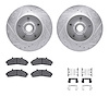 7512-54103 Drilled/Slotted Brake Rotors w/5000 Advanced Brake Pads Kit & Hardware [Silver], 1995-2002 Ford/Lincoln/Mercury/Mazda - image 1