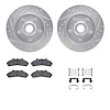 7512-54106 Drilled/Slotted Brake Rotors w/5000 Advanced Brake Pads Kit & Hardware [Silver], 1998-2002 Ford/Lincoln/Mercury/Mazda - image 1