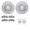 7512-54135 Drilled/Slotted Brake Rotors w/5000 Advanced Brake Pads Kit & Hardware [Silver], 1997-1999 Ford/Lincoln/Mercury/Mazda - image 1
