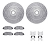 7512-54136 Drilled/Slotted Brake Rotors w/5000 Advanced Brake Pads Kit & Hardware [Silver], 1997-1999 Ford/Lincoln/Mercury/Mazda - image 1