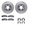 7512-54139 Drilled/Slotted Brake Rotors w/5000 Advanced Brake Pads Kit & Hardware [Silver], 2003-2005 Ford/Lincoln/Mercury/Mazda - image 1