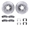 7512-54143 Drilled/Slotted Brake Rotors w/5000 Advanced Brake Pads Kit & Hardware [Silver], 2002-2005 Ford/Lincoln/Mercury/Mazda - image 1