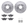 7512-54144 Drilled/Slotted Brake Rotors w/5000 Advanced Brake Pads Kit & Hardware [Silver], 2005-2007 Ford/Lincoln/Mercury/Mazda - image 1
